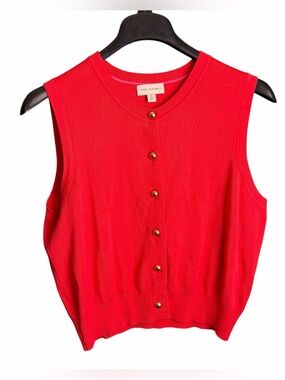 Free Assembly Women’s Sweater Vest Pink Gold Buttons XL
